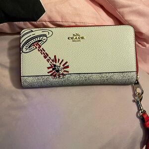 Coach White and Red UFO Zip Wallet